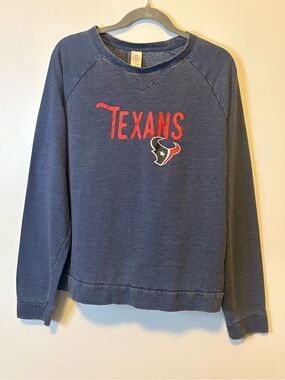 NFL Navy Crewneck with Red Texans Script